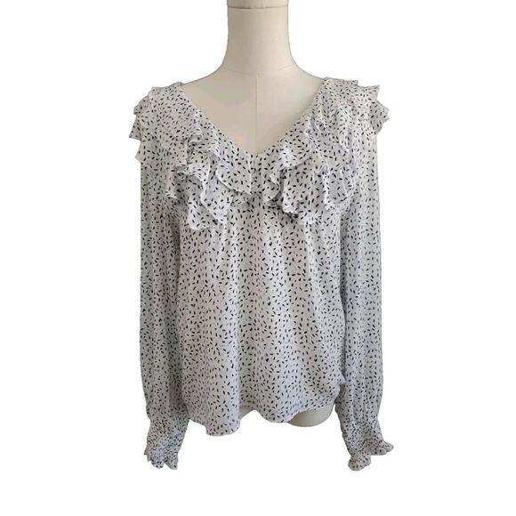 Anthropologie Hutch Ruffle Double V Neckline Smocked Sleeve Medium - Picture 5 of 11